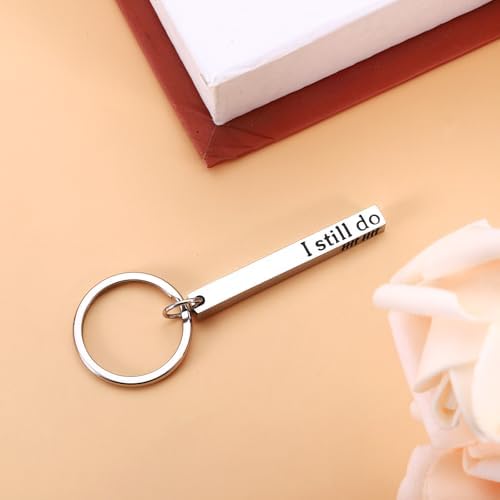 KINMES 10th Anniversary Tin Gifts – 10 Year Tin Anniversary Wedding Gifts for Husband Wife Boyfriend Girlfriend I Still Do Keychain for Him Her Married Couples