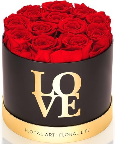 Graclect Preserved Roses in a Box 12 Real Forever Flowers, Luxury Round Flower Gift for Her, Elegant Red Roses for Valentines Day, Anniversary & Home Dcor