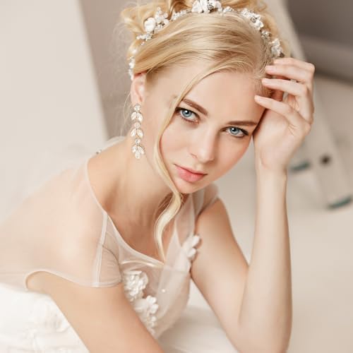 Wedding Rhinestone Dangle Earrings Elegant Bridal Crystal Drop Earrings for Women Bridesmaids Guest Party Prom