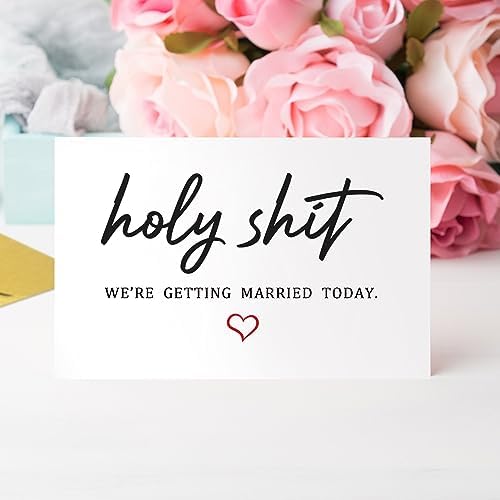 Qiliji Funny Wedding Day Card, Groom Bride Wedding Day Vows Card, To My Husband Wife On Our Wedding Day Card, Holy Shit Were Getting Married Today