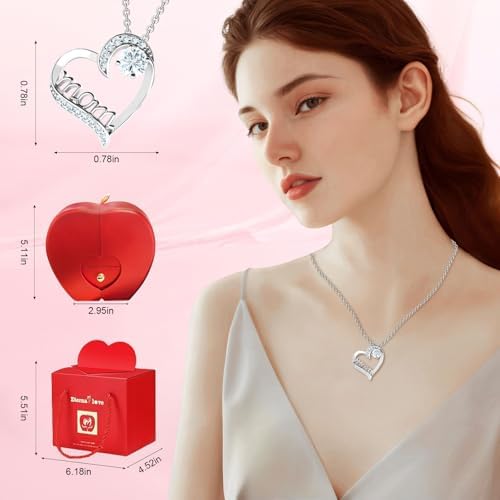 Preserved Red Rose with Necklace Romantic Gift for Mom, Grandma, Friends – Birthday, Anniversary Keepsake