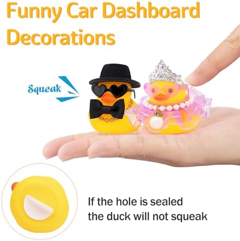 wonuu Pair Set of 2 Bride and Groom Rubber Ducks for Wedding Favors, Party Favors, Ceremony Gift Set, Marriage Souvenir, Marry Blessings, Aniversary Present, White Dess with Veil&Soft Top Hat