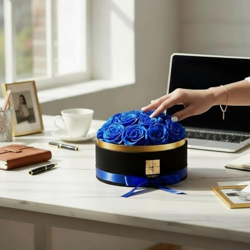 Preserved Real Roses Gift Box for Women by Floragram Eternal Flowers Dome with Velvet Box Birthday, Anniversary & Graduation Gifts Flowers for Delivery Prime Regalos para Mam