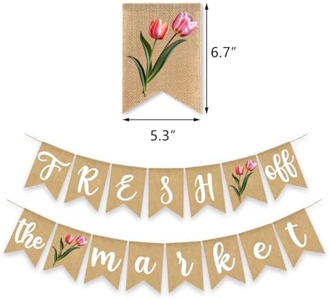 Fresh Off The Market Bridal Shower Banner Farmers Floral Bachelorette Party Supplies Tulip Burlap Garland
