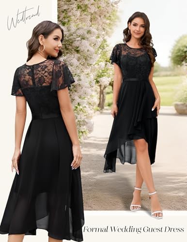 Wedtrend Womens Formal Wedding Guest Dress Ruffle Bridesmaid Dress Flutter Sleeve Prom Dresses for Teens