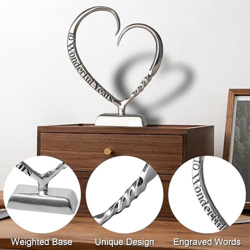 10 Year Anniversary Tin Gifts for Her Him Gift 10th Wedding Anniversary for Couples Wife Husband Men, Hand Forged Tin Aluminum Heart Art Keepsake Home Decor Artwork