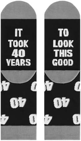 Bibalabili 40th 50th 60th Birthday Gifts for himMen 40th 50th 60th Birthday Decorations, Funny Black Crew Cotton Socks
