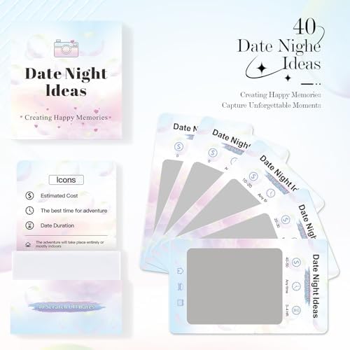 40 Date Night Gift Ideas for Couple, Adventurous Scratch-Off Cards for Couple Games, Valentines Day Gifts for Him, Her, Wife or Husband, Fun Gift for Date Night, Wedding, Anniversary, Birthday & More