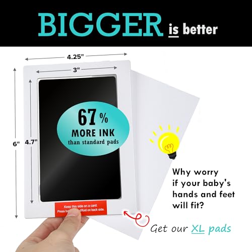 Baby Ink Hand & Footprint Kit | 2 Inkless Stamp Pads, 4 Art Cards, 3 Frames, Stickers & Magnets for Baby Shower, Registry, Newborn, New Mom Gifts