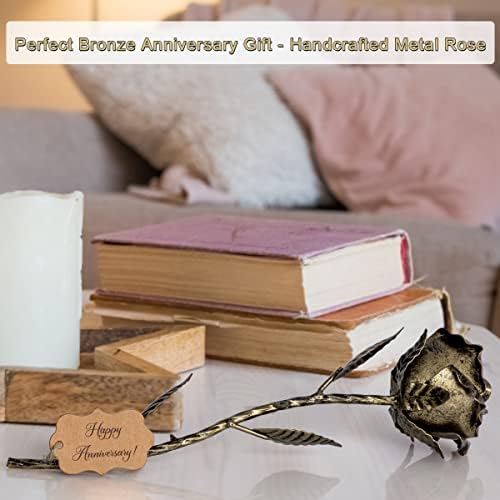 Bronze Anniversary 8 Year Gifts – Metal Rose 8th Anniversary for Her Bronze Gift, Everlasting Rose for 8 Year Wedding Handcrafted for Wife Eternal Artwork