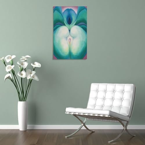 Georgia OKeeffe PrintsSeries I White & Blue Flower Shapes Canvas Art Poster Gifts Canvas Painting Poster Wall Art Decorative Picture Prints Modern Decor Framed-unframed 08x12inch(20x30cm)
