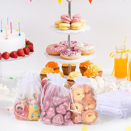 Hopttreely 100PCS Premium Sheer Organza Bags, White Wedding Favor Bags, 4×4.72 Jewelry Gift Bags for Party, Jewelry, Christmas, Festival, Bathroom Soaps, Makeup Organza, Wrapping Supplie