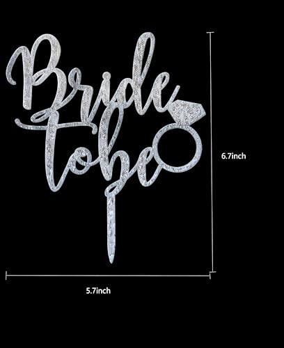 Glitter Silver Bride To Be Cake Topper Engagement Party Bridal Shower Topper Engagement Topper Bachelorette Party Decoration Hen Party Decoration (SILVER)