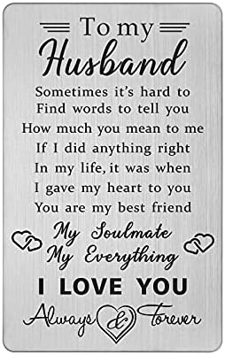 TANWIH Valentines Day Cards for Husband Wallet Inserts, Anniversary Cards for Husband Gifts from Wife, Valentines Gifts for Husbands Birthday Card