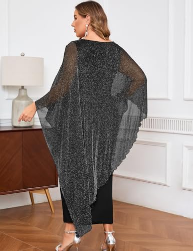 ZOMVA Plus Size Elegant Formal Dress Long Cape Overlay Wedding Guest Formal Cocktail Mother of Bride Outfit