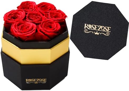 RoseZose Preserved Rose Box Birthday for Women Girlfriend Forever-Rose for Mom Mothers Day Red Rose