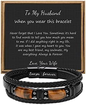 With Tigers Eye, Anniversary Valentines Fathers Day Christmas Birthday Gifts for Son Husband Grandson Boyfriend Brother Dad Love You Forever Bracelets for Men