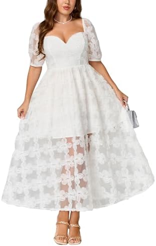 EYWOL Womens Cocktail Formal Guest Dresse 3D Lace Sweetheart Neckline A Line Maxi Dresses