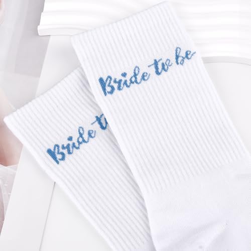 Etercycle Bride To Be Socks, Something Blue Gift Womens Sock, Soft Cotton Bride Socks Bridal Shower Decorations Wedding Engagement Bridesmaid Gifts Bachelorette Party Accessories Honeymoon Essentials