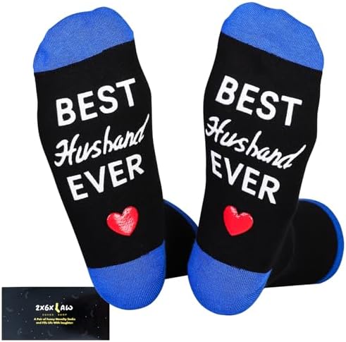 ZXGXLAW Christmas Gifts Idea for Best Husband Ever, Dad Men Funny Fathers Day Socks Birthday Valentines