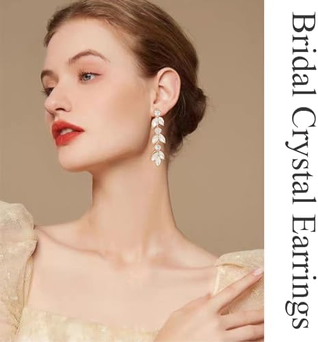 Wedding Rhinestone Dangle Earrings Elegant Bridal Crystal Drop Earrings for Women Bridesmaids Guest Party Prom