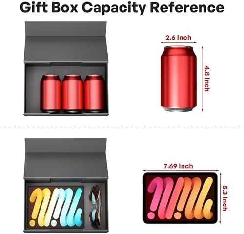 Black Gift Box, 9.5x6x3 Gift boxes for Presents with Lids Magnetic Closure Rectangle Collapsible for Groomsman Proposal Box, Wedding, Christmas, Halloween, Birthday Gift Packging