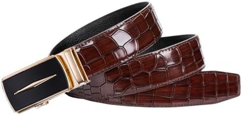Dubulle Designer Mens Belts, Sliding Automatic Buckle Ratchet Dress Belt TOP Genuine Leather Strap Gifts