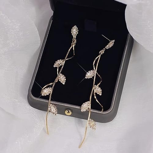 Crystal Wedding Earrings for Bridal Bridesmaid,Bride Drop Earrings Gold Chandelier Dangle Earrings for Women,Cubic Zirconia Rhinestone Dangling Earrings Prom Party Jewelry Gifts