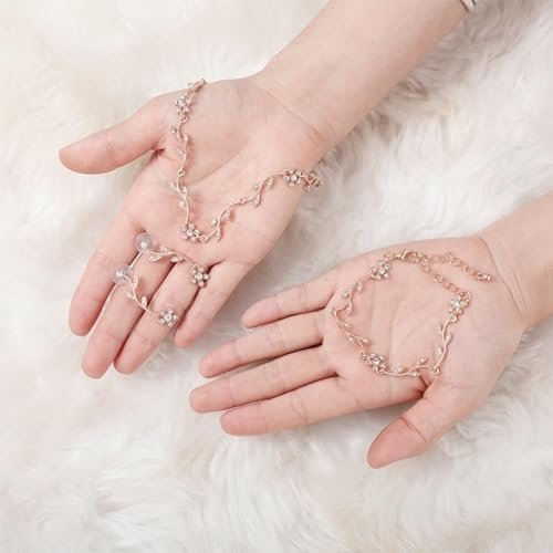 Yolev Bridal Jewelry Set Crystal Necklace Earrings Bracelet Wedding Rhinestone Choker Necklace for Brides Bridesmaid