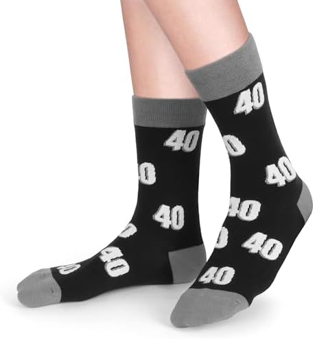Bibalabili 40th 50th 60th Birthday Gifts for himMen 40th 50th 60th Birthday Decorations, Funny Black Crew Cotton Socks