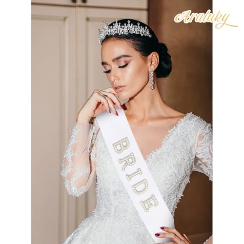 Pearl Bride Sash, White Bachelorette Sash for Bachelorette Party Decorations for Bridal Shower Decorations Bridal Shower Gift Bride to Be Stuff