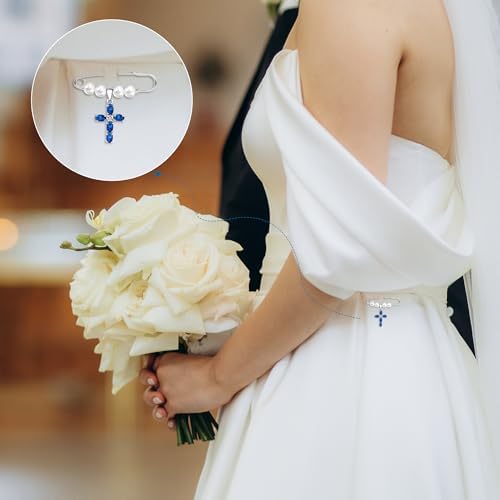 PEALICIOUS Something Blue Gift for Bride, Bridal Shower Gifts from Mom Sister Friend, Blue Bridal Bouquet Charm as Wedding gifts, Bride Pin Blue Heart Charm Attaches to Bridal Bouquet, Garter, Dress