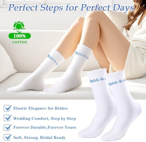 Etercycle Bride To Be Socks, Something Blue Gift Womens Sock, Soft Cotton Bride Socks Bridal Shower Decorations Wedding Engagement Bridesmaid Gifts Bachelorette Party Accessories Honeymoon Essentials