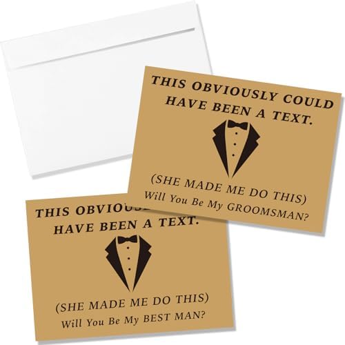 Teling 8 Pieces Groomsmen Proposal Gift Proposal Cards 7 Pieces Will You Be My Groomsman Funny Cards and 1 Will You Be My Best Man Card for Wedding Party Supplies(Khaki Background)