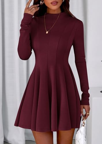 PRETTYGARDEN Fall Dresses for Women Elegant Classy 2026 Casual Long Sleeve Swing A Line Ruffle Short Homecoming Party Dress
