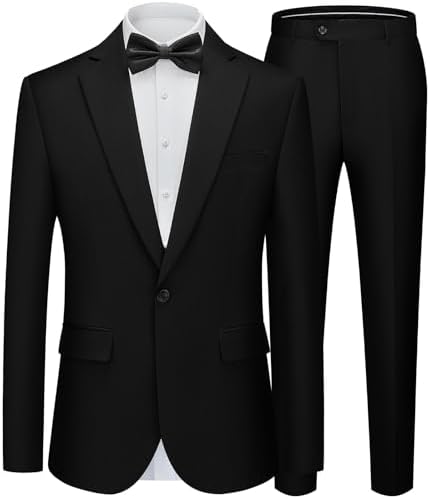 WEEN CHARM Mens Suits Slim Fit 2 Piece One Button Blazer Jacket Wedding Prom Tuxedo Pants Set