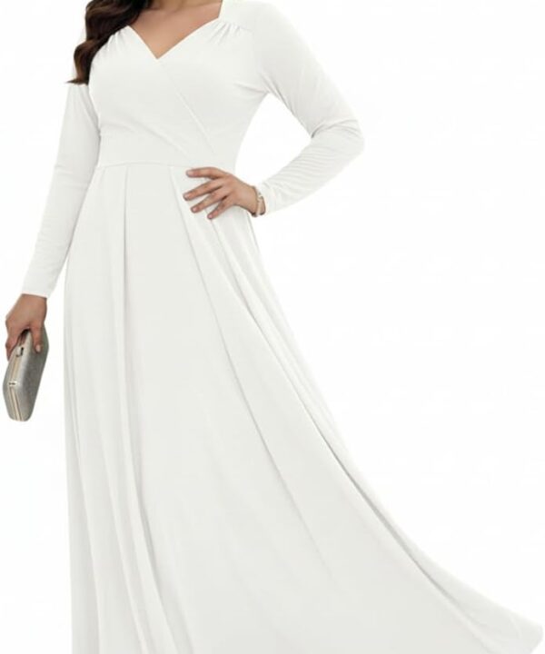 KOH KOH Womens Long Sleeve Empire Cocktail Elegant Evening Versatile Maxi Dress