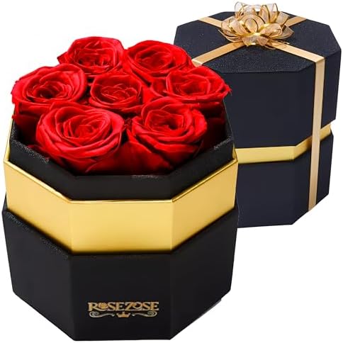 RoseZose Preserved Rose Box Birthday for Women Girlfriend Forever-Rose for Mom Mothers Day Red Rose