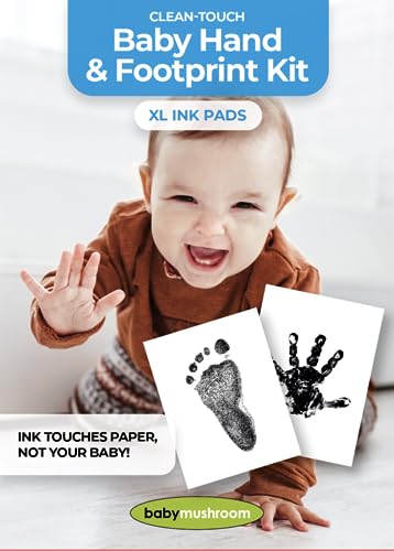 Baby Ink Hand & Footprint Kit | 2 Inkless Stamp Pads, 4 Art Cards, 3 Frames, Stickers & Magnets for Baby Shower, Registry, Newborn, New Mom Gifts