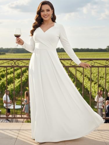 KOH KOH Womens Long Sleeve Empire Cocktail Elegant Evening Versatile Maxi Dress