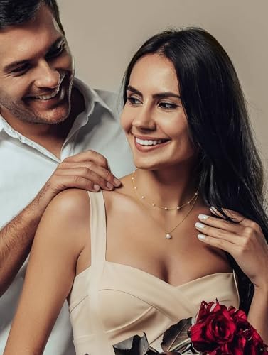 YADOCA Gold Jewelry Set for Women – 16K Gold Plated Pearl Necklace and Earring Set With Drop Earrings,Charm Layered Necklace,Adjustable Bracelets – Dainty Womens Pearl Jewelry Set For Wedding Gifts