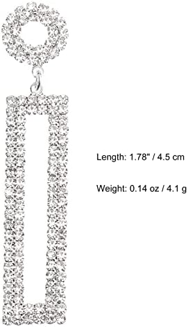 Rhinestone Long Drop Earrings Statement Rectangle Dangle with Circle Studs Fashion Jewelry