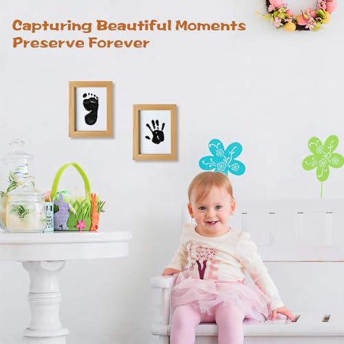 Baby Footprint Kit, 4-Pack Inkless Hand and Footprint Kit, Clean-Touch Baby Hand and Footprint Kit Dog Paw Print Kit Dog Nose Print Kit for Newborn and Pet, 4 Ink Pads and 8 Imprint Cards