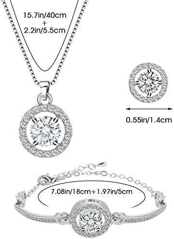 Crystal Jewelry Set for Women Cubic Zirconia CZ Jewellery Bridal Pendant Necklace Bracelet Earrings Set Wedding Jewelry Set
