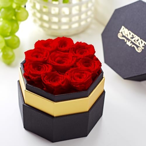 RoseZose Preserved Rose Box Birthday for Women Girlfriend Forever-Rose for Mom Mothers Day Red Rose