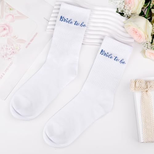 Etercycle Bride To Be Socks, Something Blue Gift Womens Sock, Soft Cotton Bride Socks Bridal Shower Decorations Wedding Engagement Bridesmaid Gifts Bachelorette Party Accessories Honeymoon Essentials