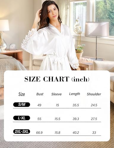 EPLAZA 6 Pcs Bride Robe for Wedding Day Set Bridal Robe with Slippers Tumbler Tote Lace Trim Wedding Robes for Bachelor Party
