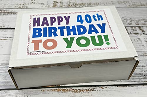 RETRO CANDY YUM Happy 40th Birthday to You for 40 Year Old Man or Woman – Classic Nostalgic Candy Assortment Gift Box Jr