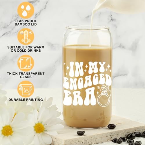 Engagement Gifts, In My Engaged Era Glass Cup, Future Bride Gift Ideas, Bridal Shower Gift for Her, Wedding Gifts for Best Friend – Newbride, Fiance Present – Bride to Be Tumbler – Present for Her