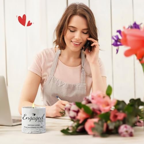 Engagement Gifts – Gift for Newly Engaged Couples, Fiance Gifts for Women, Bridal Shower, Wedding Bride Gift – Engaged Present 6 Oz Engaged 2026 Lavender Ceramics Candle